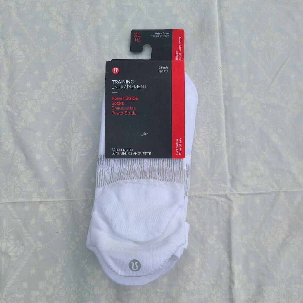 Lululemon Men's Power Stride Tab Socks 3 Pack - White - Size X-Large (XL)